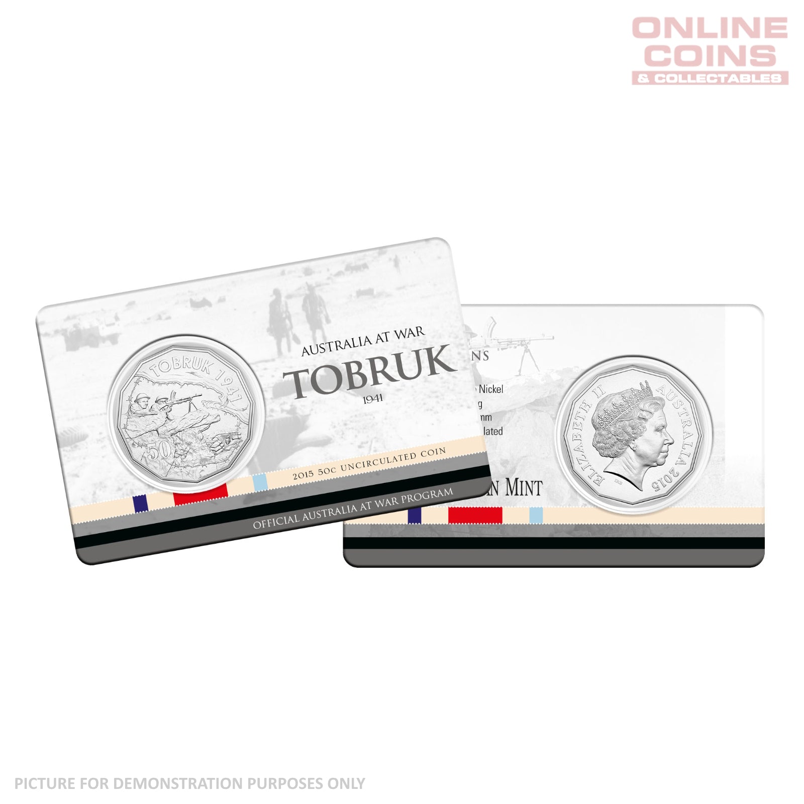 2015 50c Uncirculated Carded Coin - Australia at War Tobruk